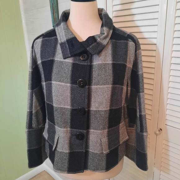 Carlisle Buffalo plaid wool coat jacket sz 8 - Picture 2 of 7